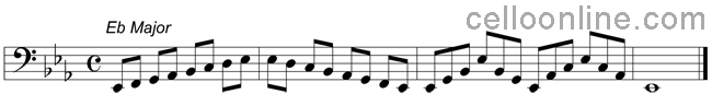 3 octave b flat major scale cello